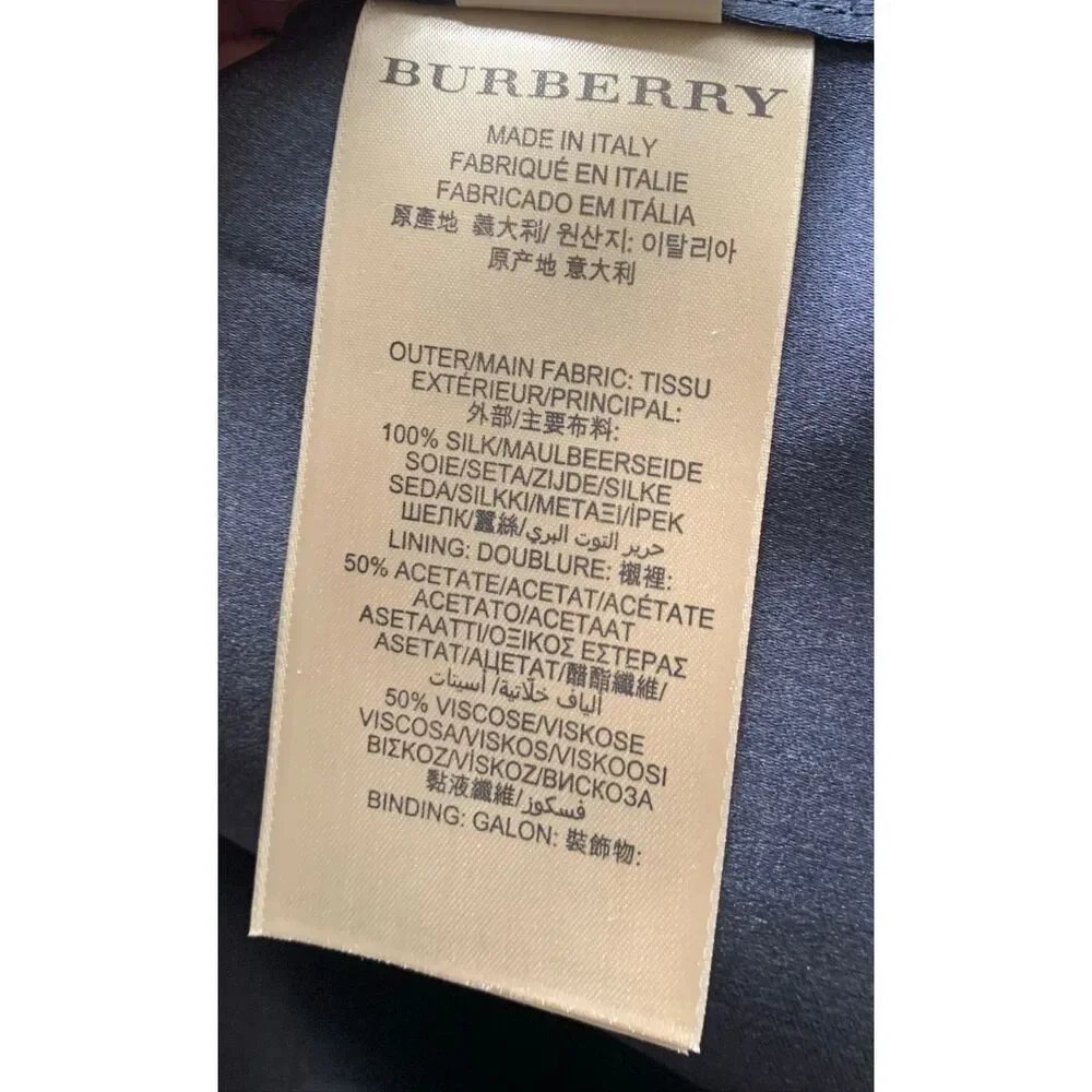 NEW NWT BURBERRY SILK Midnight Blue Trench Coat Jacket sz US 10 $3350 - Picture 14 of 14